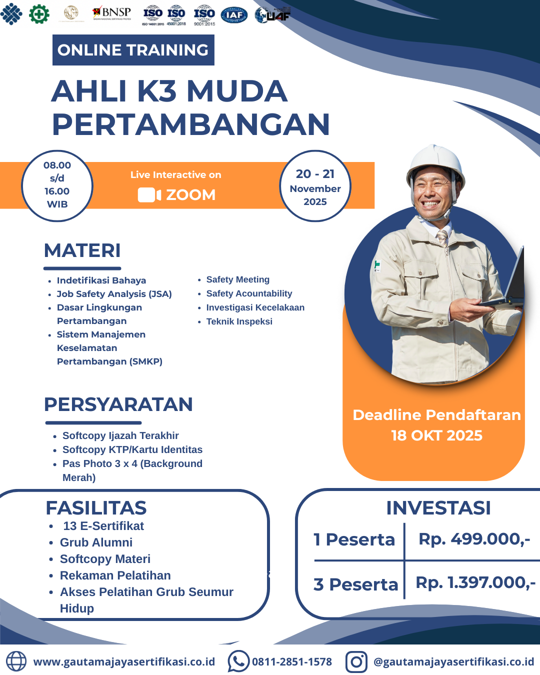 Online Training Ahli K3 Muda Pertambangan