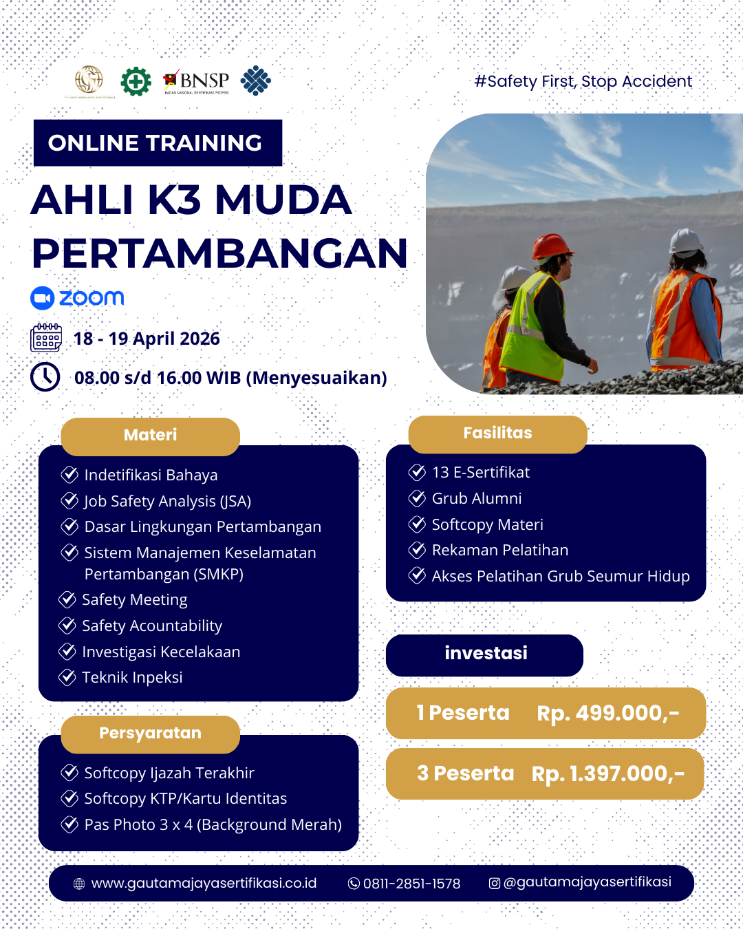 Online Training Ahli K3 Muda Pertambangan