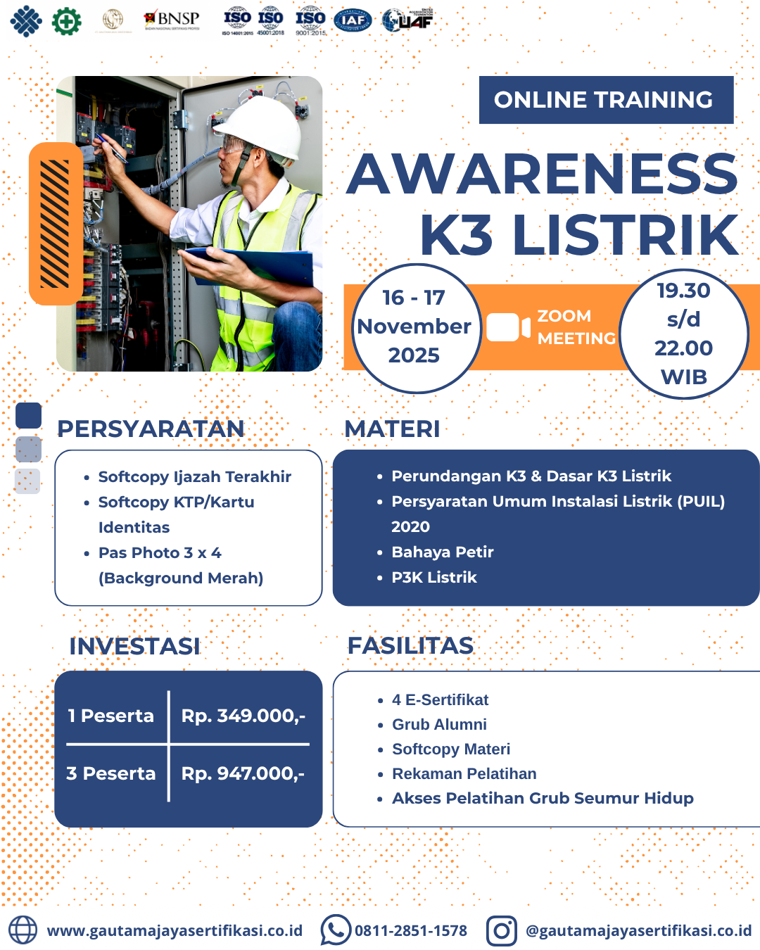 Online Training Awareness K3 Listrik