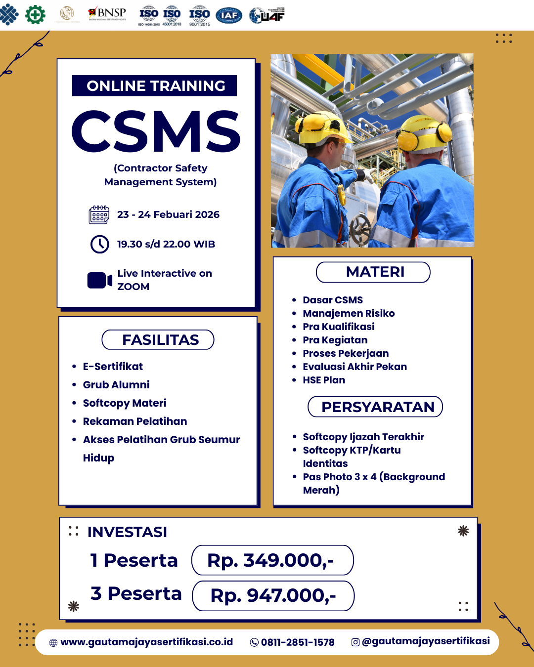Online Training CSMS (Contractor Safety Management System)