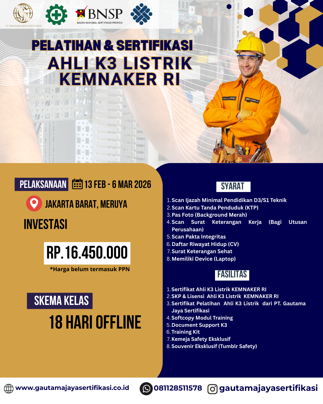 Pelatihan & Sertifikasi Ahli K3 Listrik Kemnaker RI