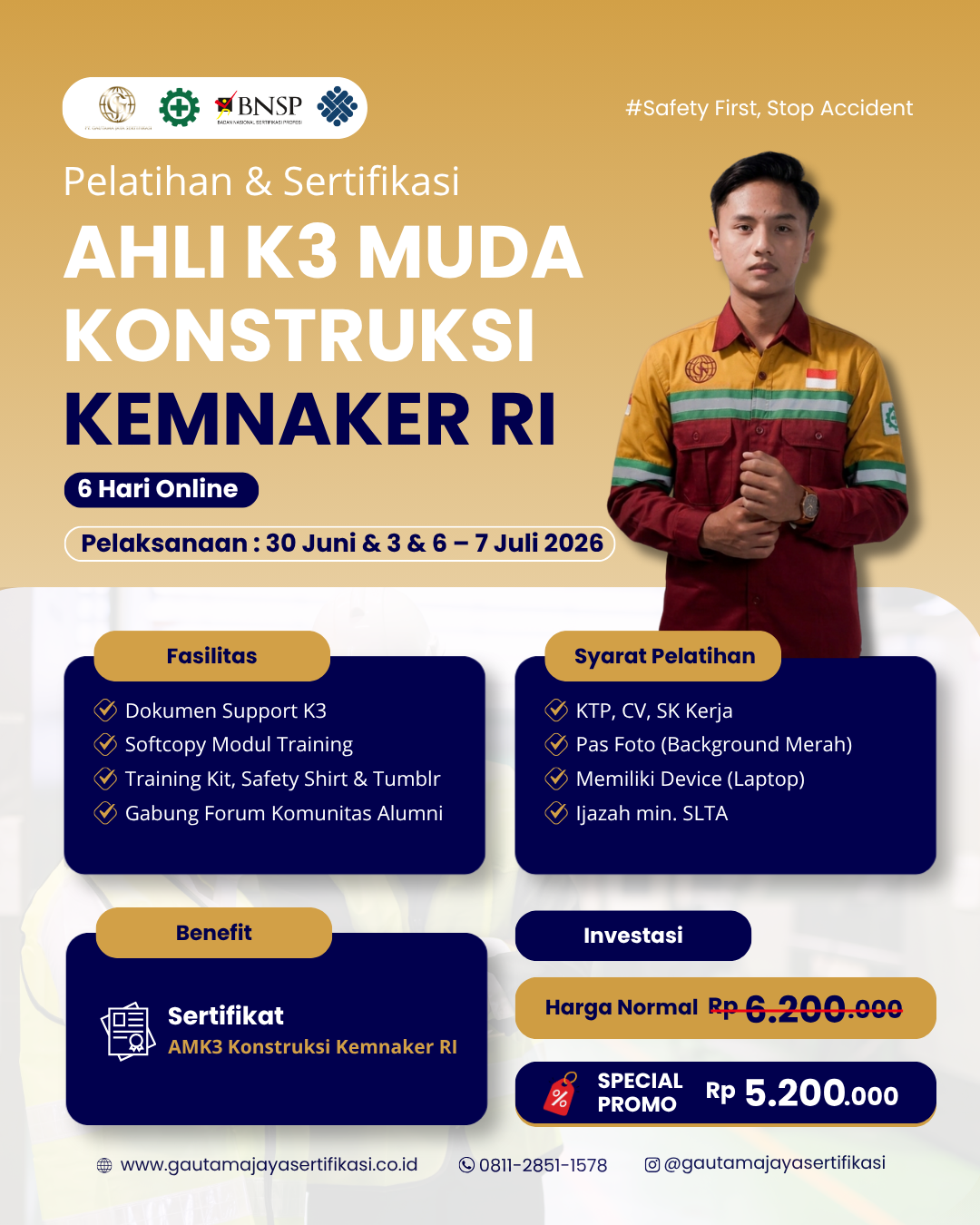Pelatihan & Sertifikasi Ahli K3 Muda Konstruksi Kemnaker RI
