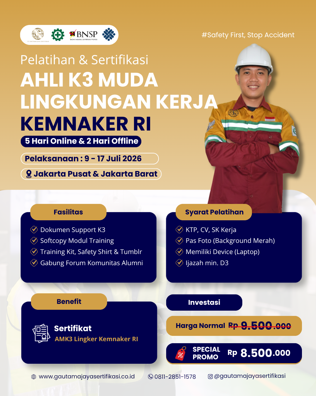 Pelatihan & Sertifikasi Ahli K3 Muda Lingkungan Kerja KEMNAKER RI