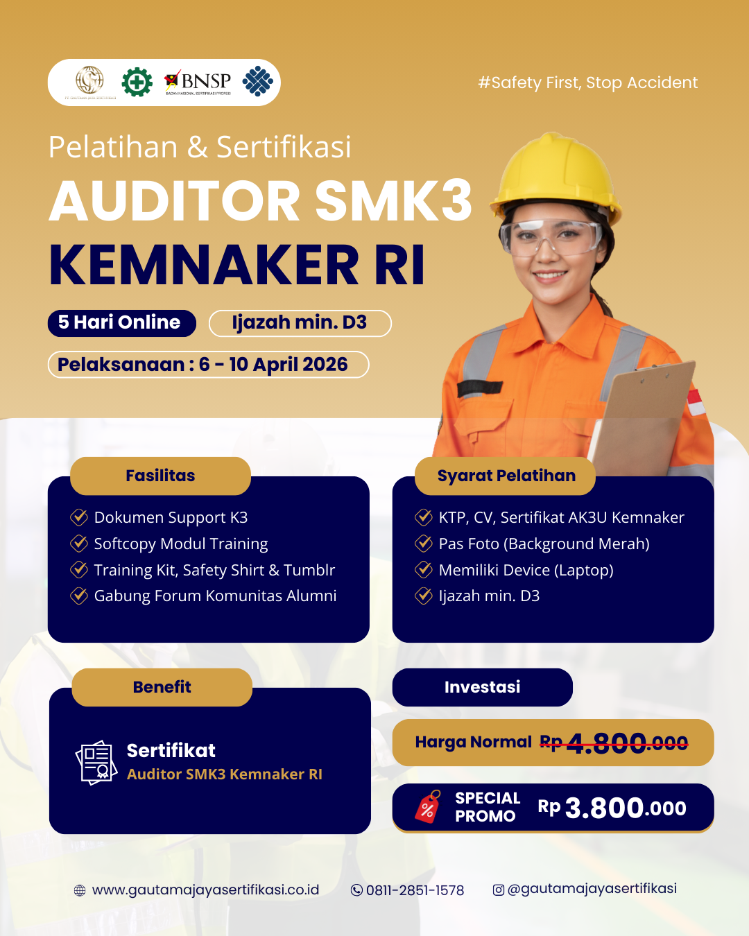 Pelatihan & Sertifikasi Auditor SMK3 Kemnaker RI
