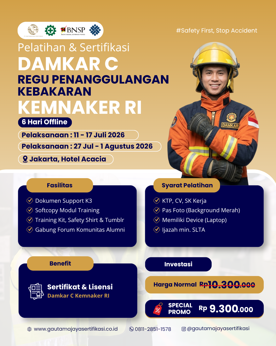 Pelatihan & Sertifikasi DAMKAR C – Regu Penanggulangan Kebakaran KEMNAKER RI