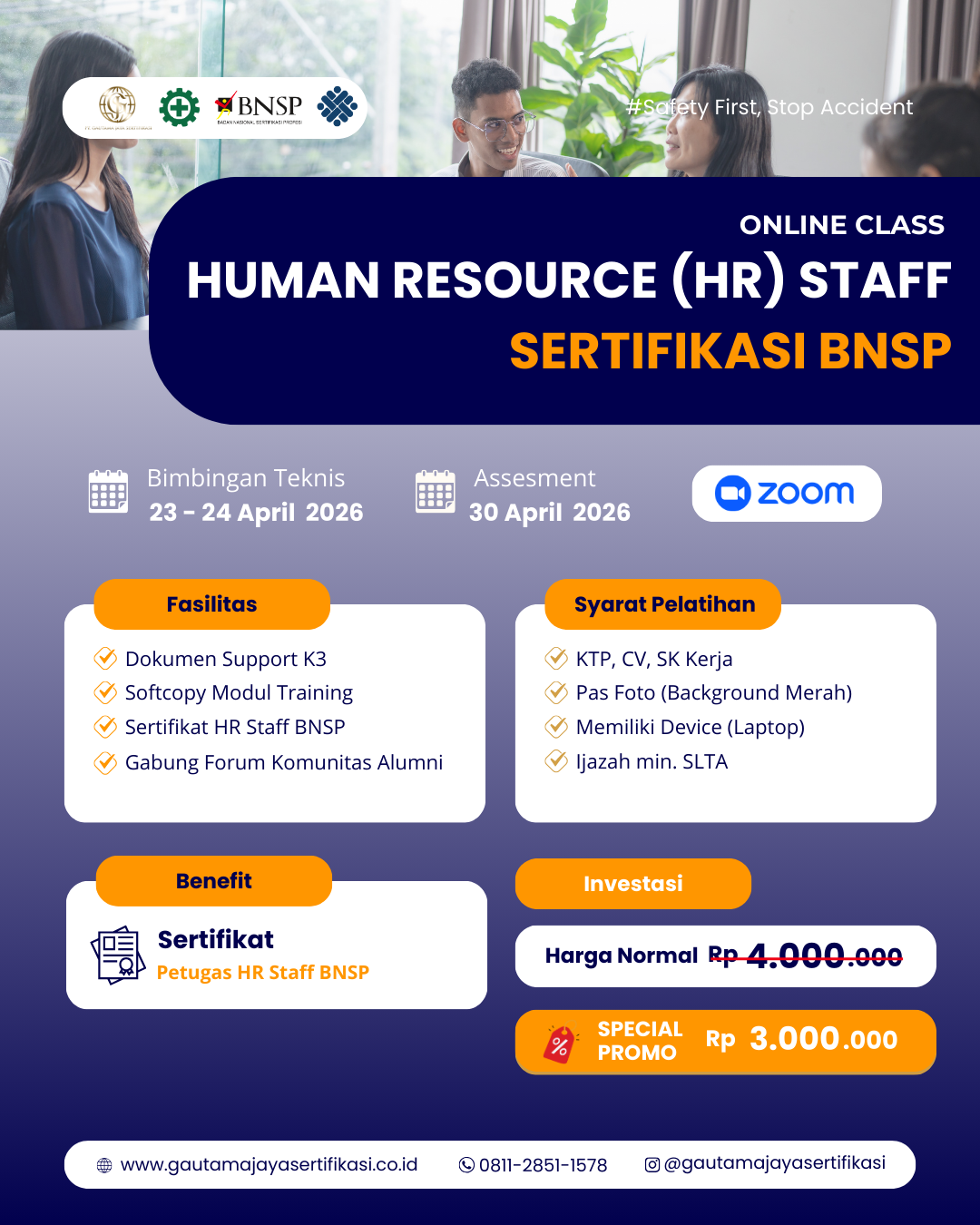 Pelatihan & Sertifikasi Human Resource (HR) Staff Sertifikasi BNSP