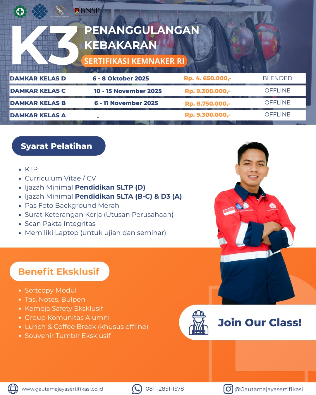 Pelatihan & Sertifikasi K3 Penanggulangan Kebakaran Kemnaker RI