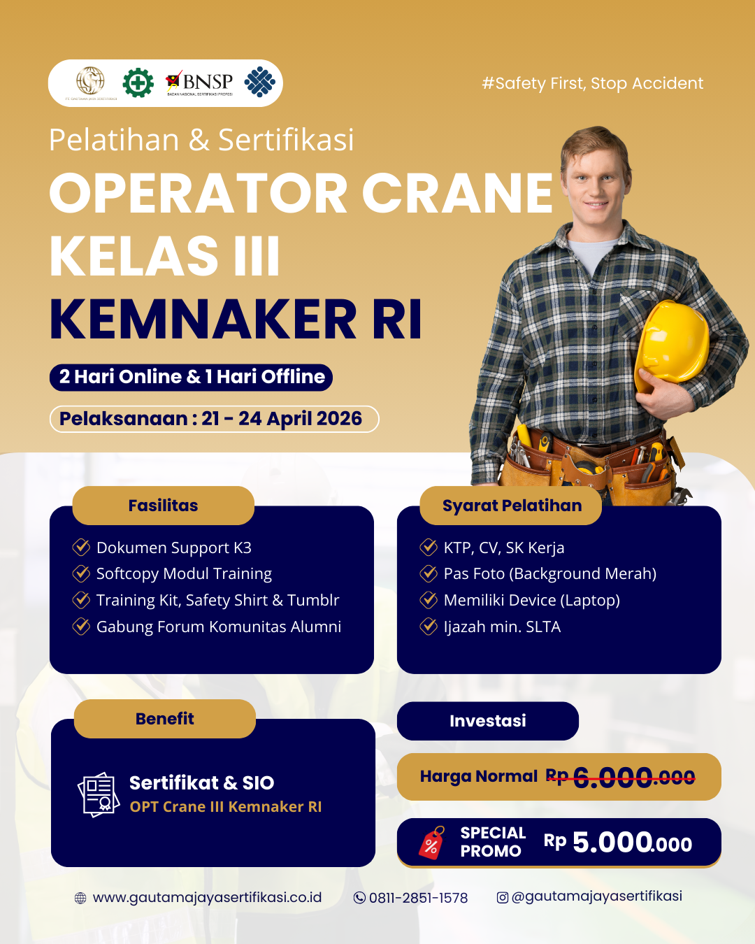 Pelatihan & Sertifikasi Operator Crane Kelas III Kemnaker RI