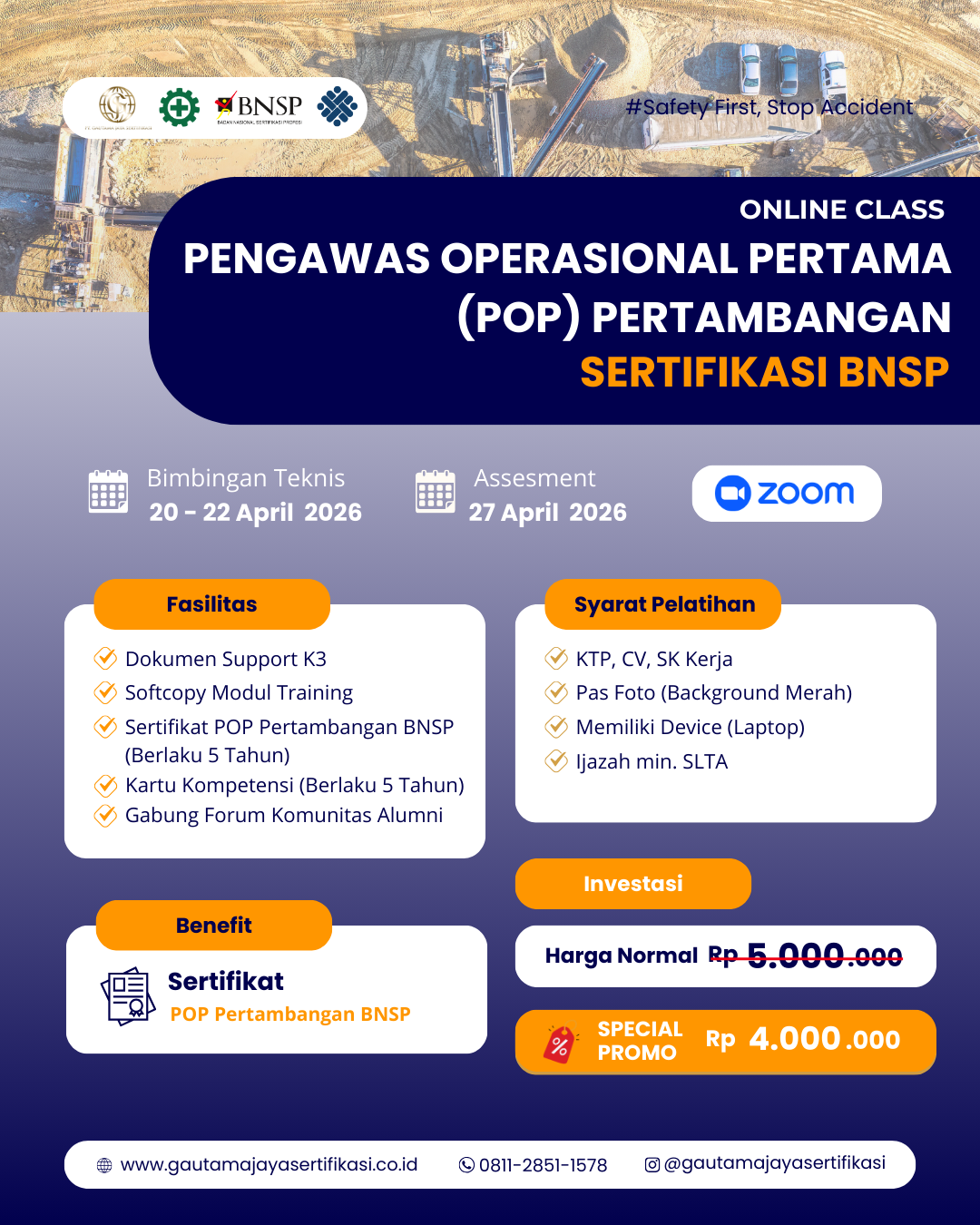 Pelatihan & Sertifikasi POP Pertambangan BNSP