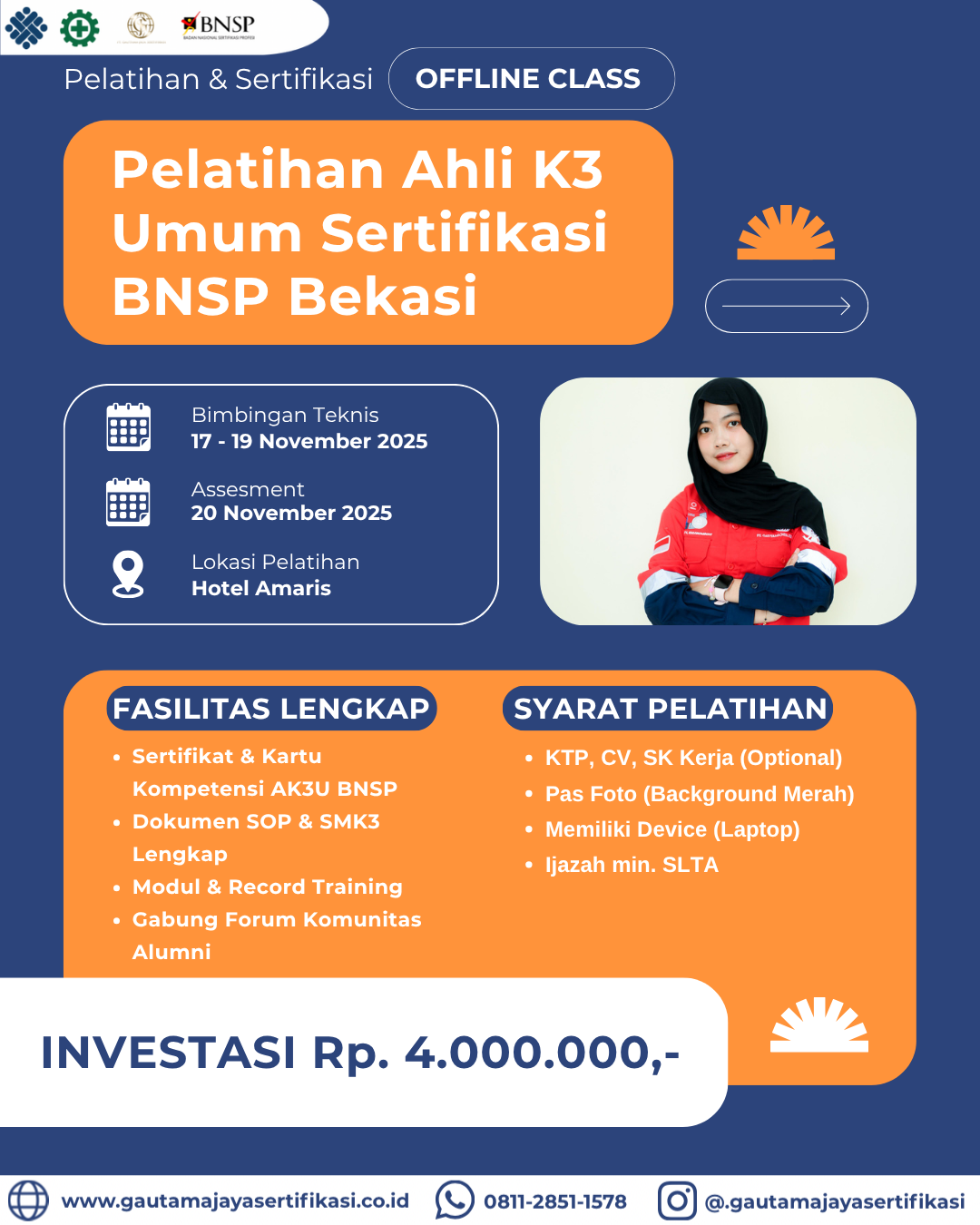 Pelatihan Ahli K3 Umum Sertifikasi BNSP Bekasi