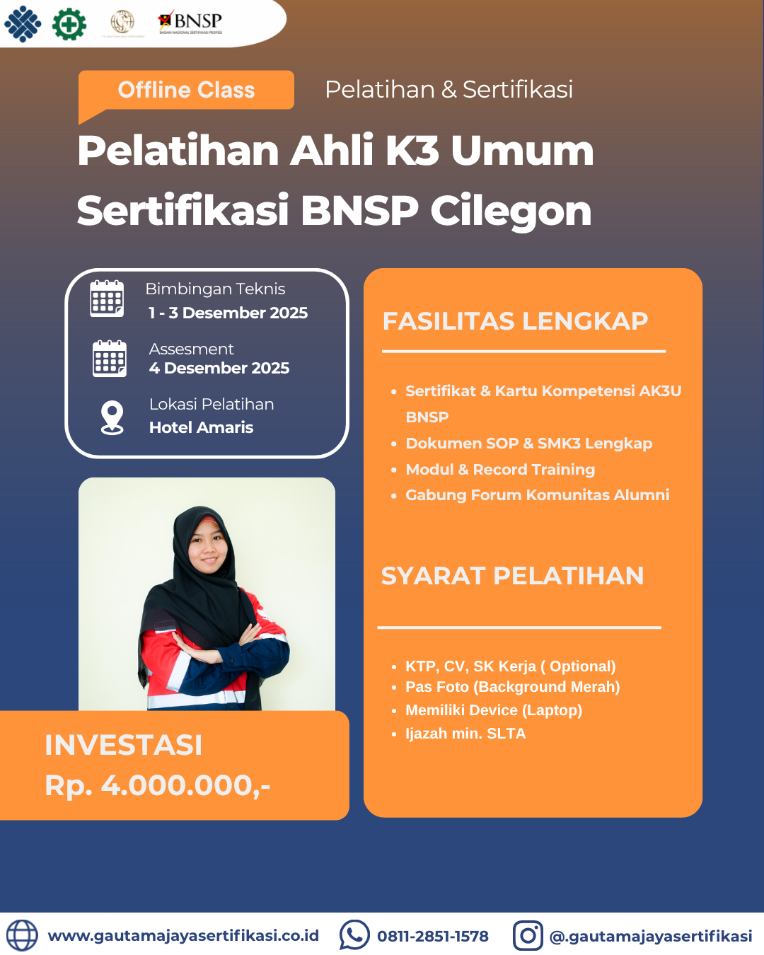 Pelatihan Ahli K3 Umum Sertifikasi BNSP Cilegon