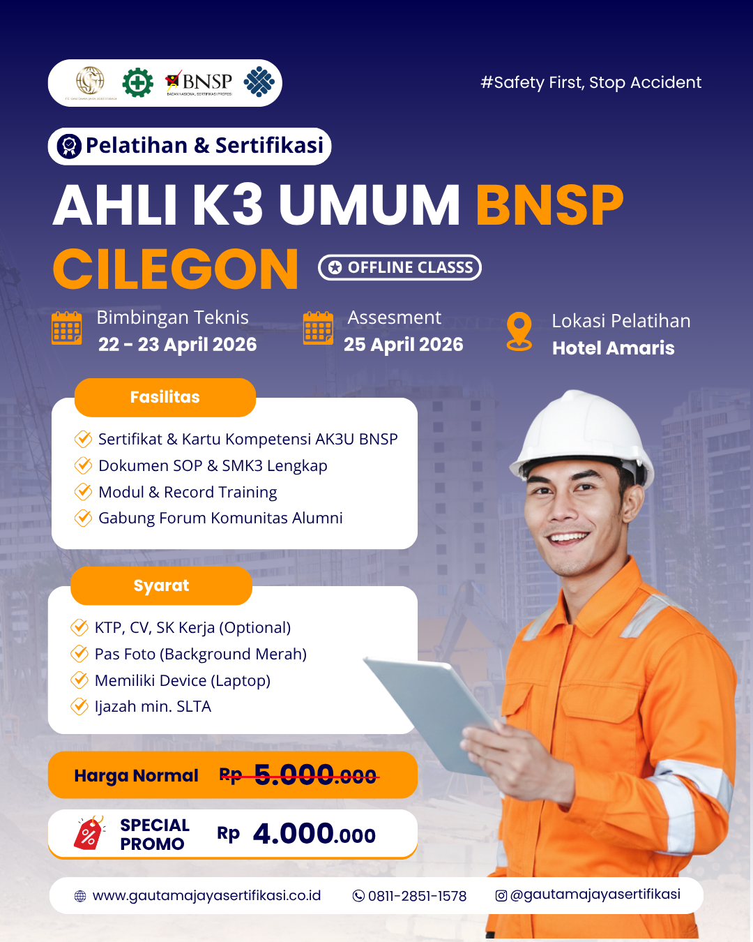Pelatihan Ahli K3 Umum Sertifikasi BNSP Cilegon