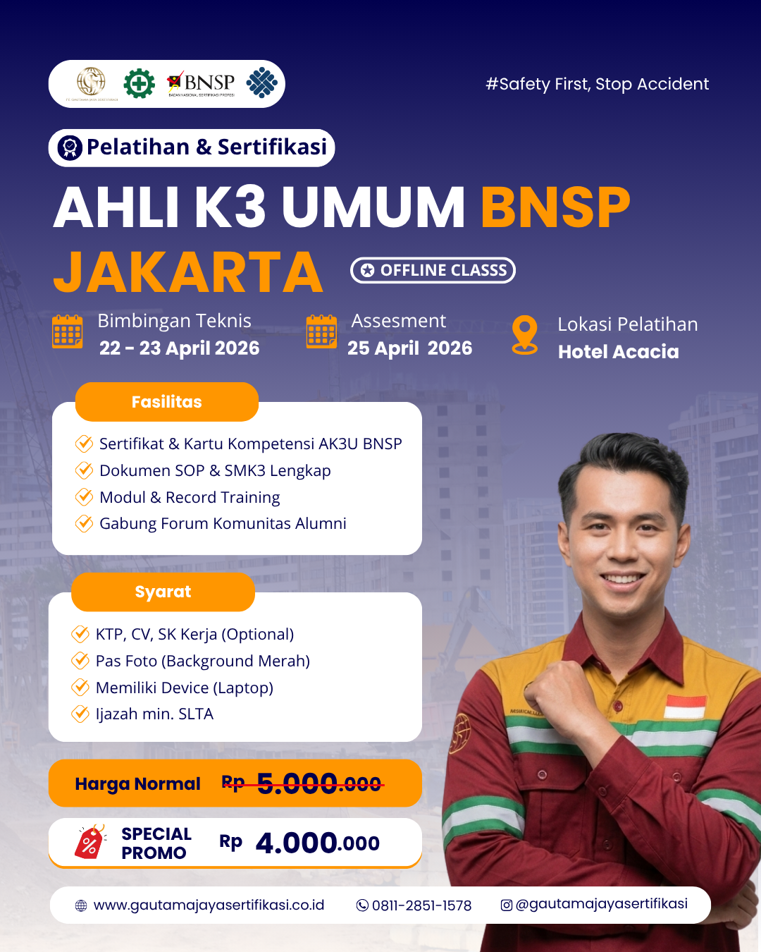 Pelatihan Ahli K3 Umum Sertifikasi BNSP Jakarta