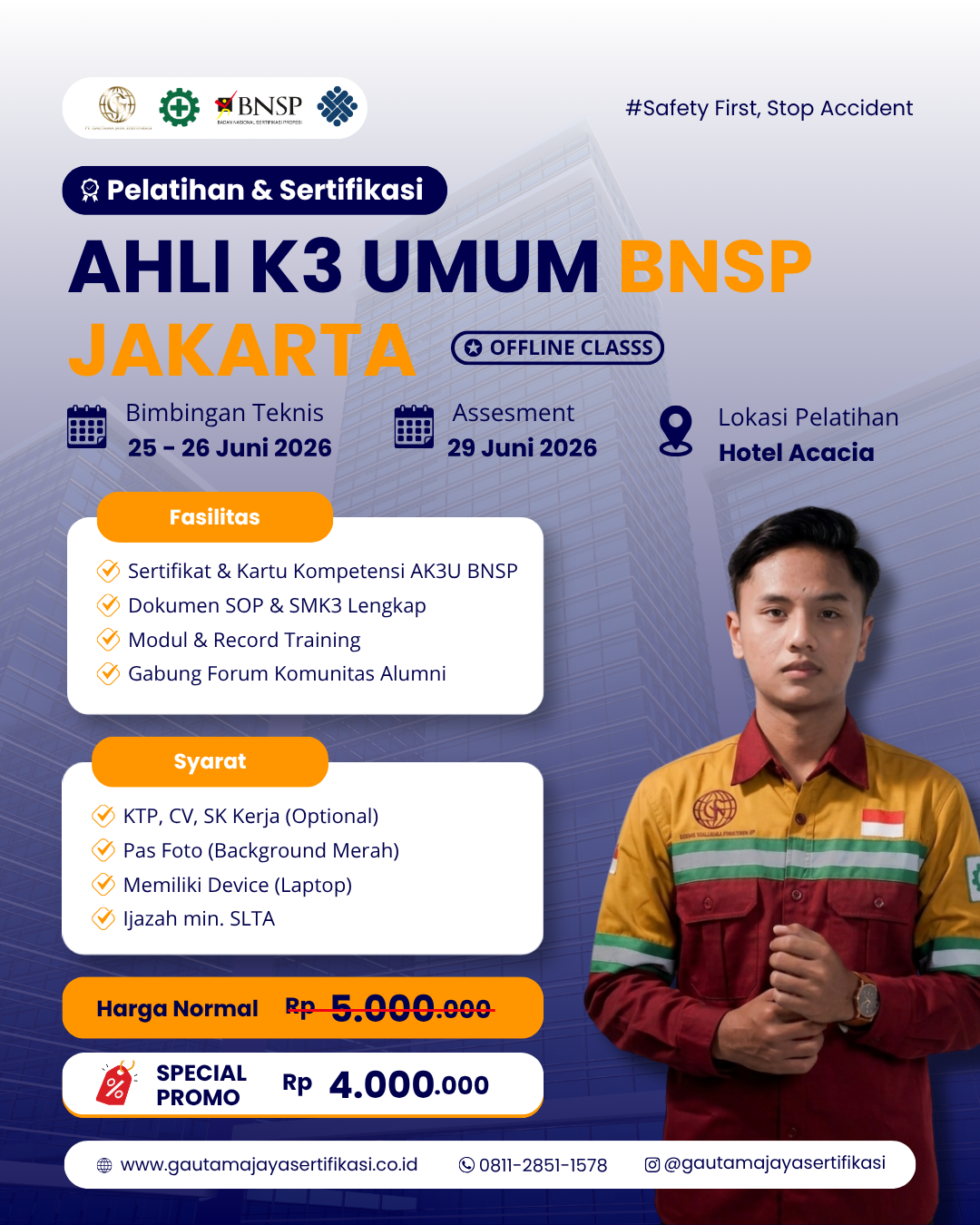Pelatihan Ahli K3 Umum Sertifikasi BNSP Jakarta