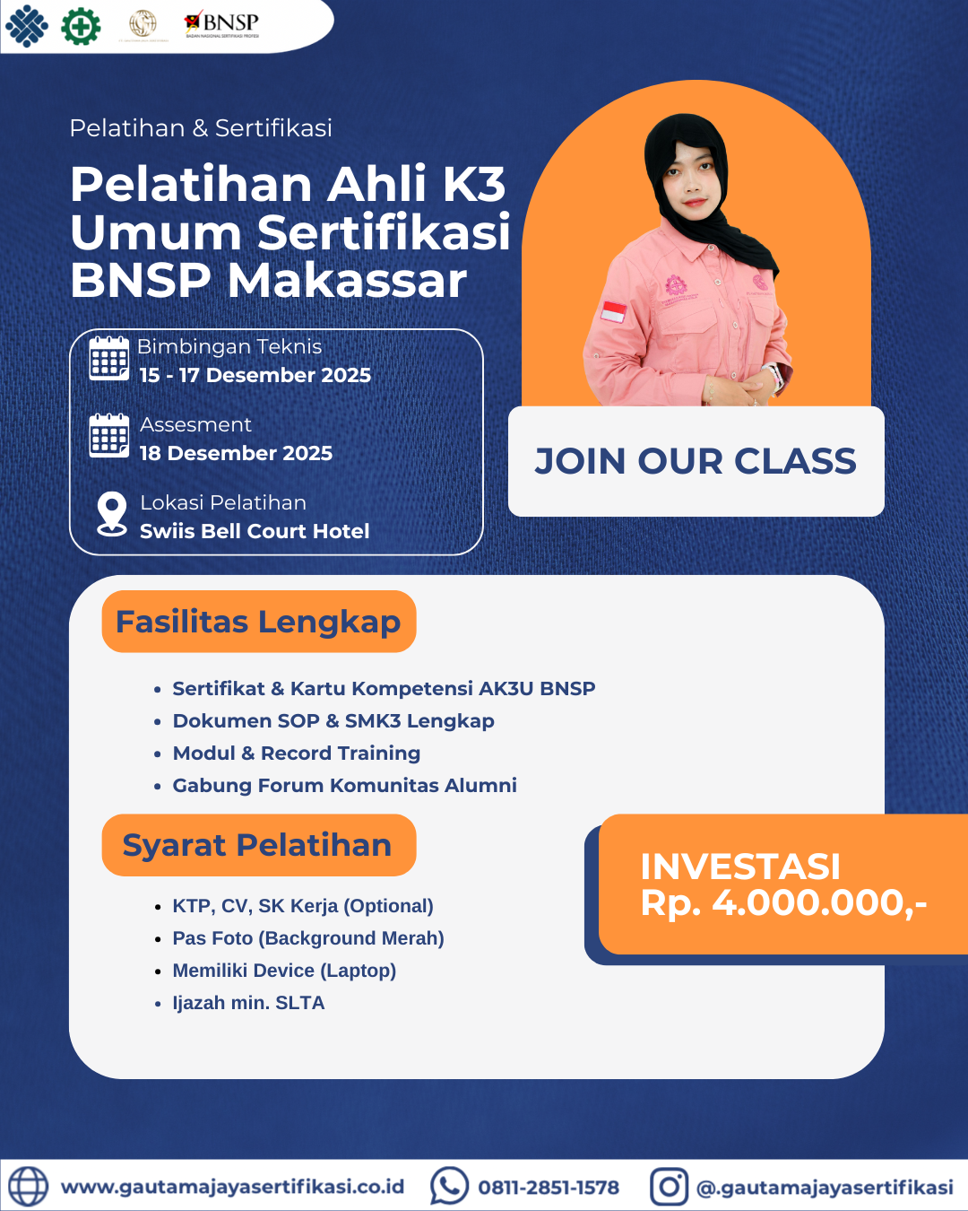 Pelatihan Ahli K3 Umum Sertifikasi BNSP Makassar