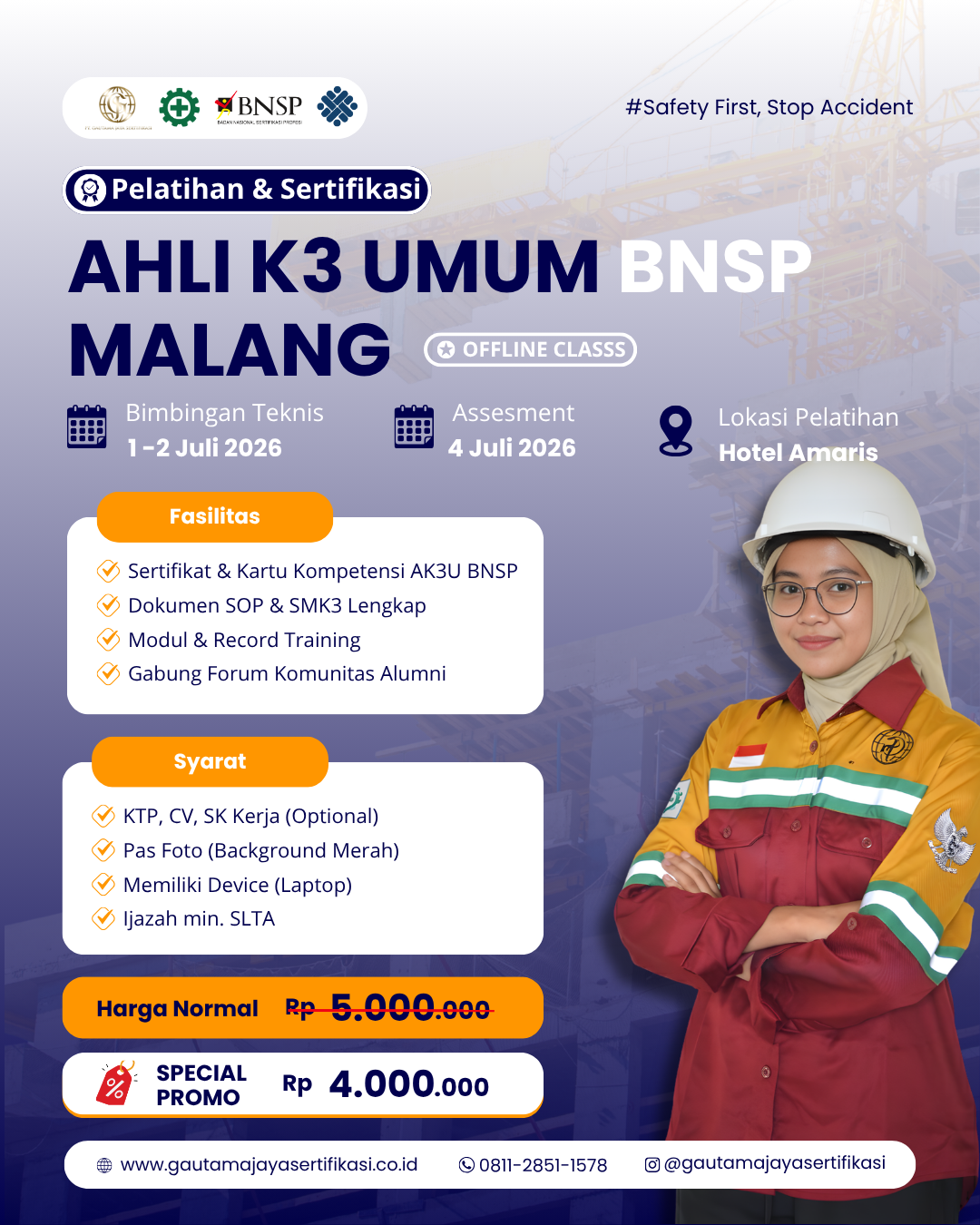 Pelatihan Ahli K3 Umum Sertifikasi BNSP Malang