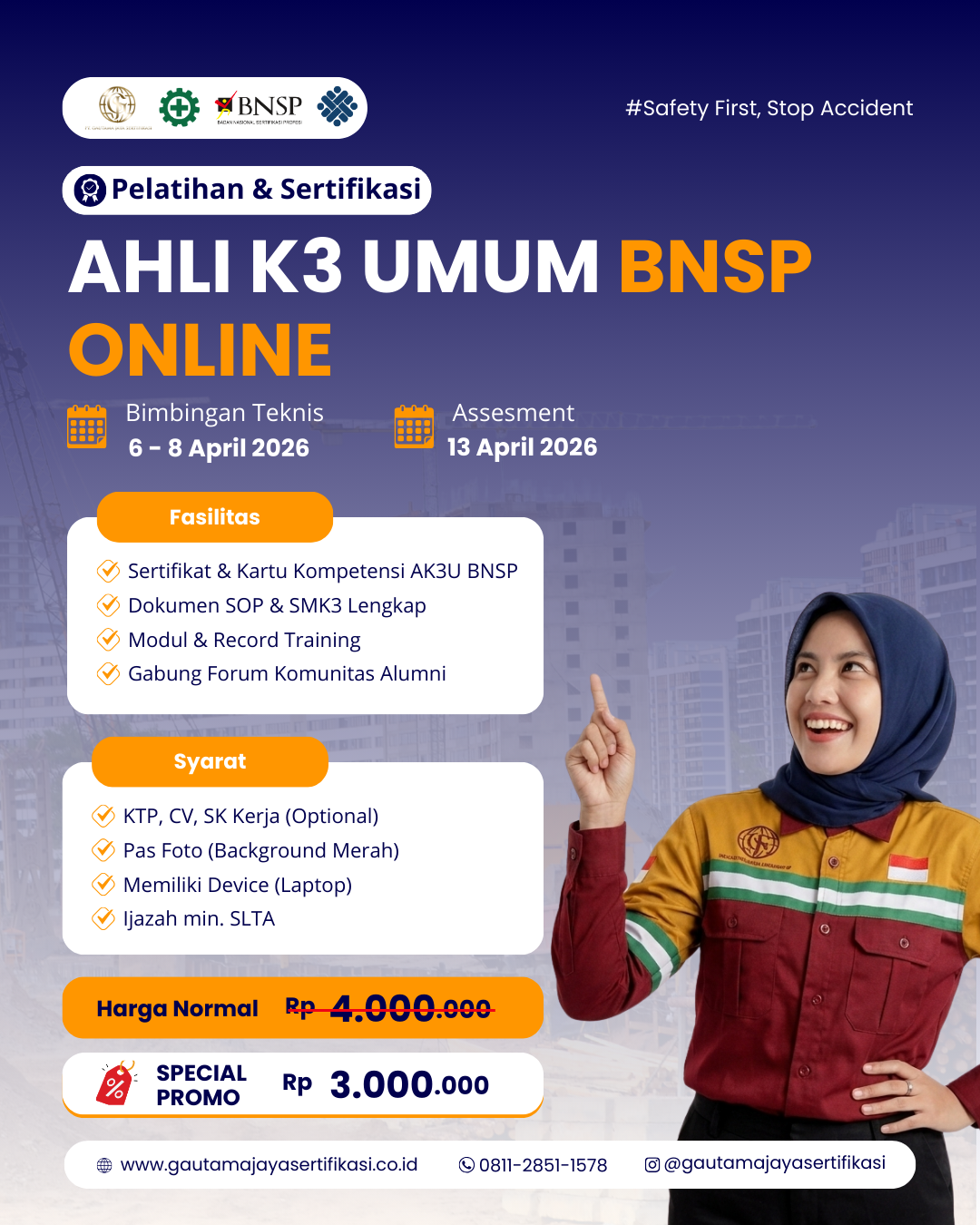 Pelatihan Ahli K3 Umum Sertifikasi BNSP (Online Class) 1