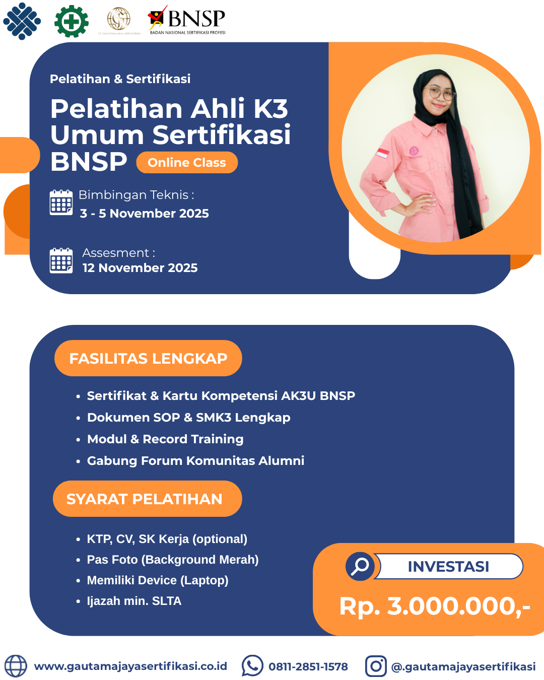 Pelatihan Ahli K3 Umum Sertifikasi BNSP (Online Class)