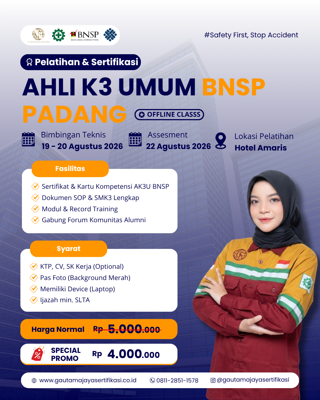 Pelatihan Ahli K3 Umum Sertifikasi BNSP Padang