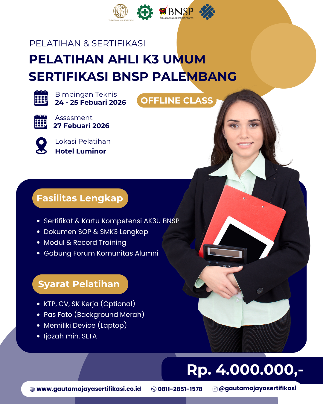 Pelatihan Ahli K3 Umum Sertifikasi BNSP Palembang