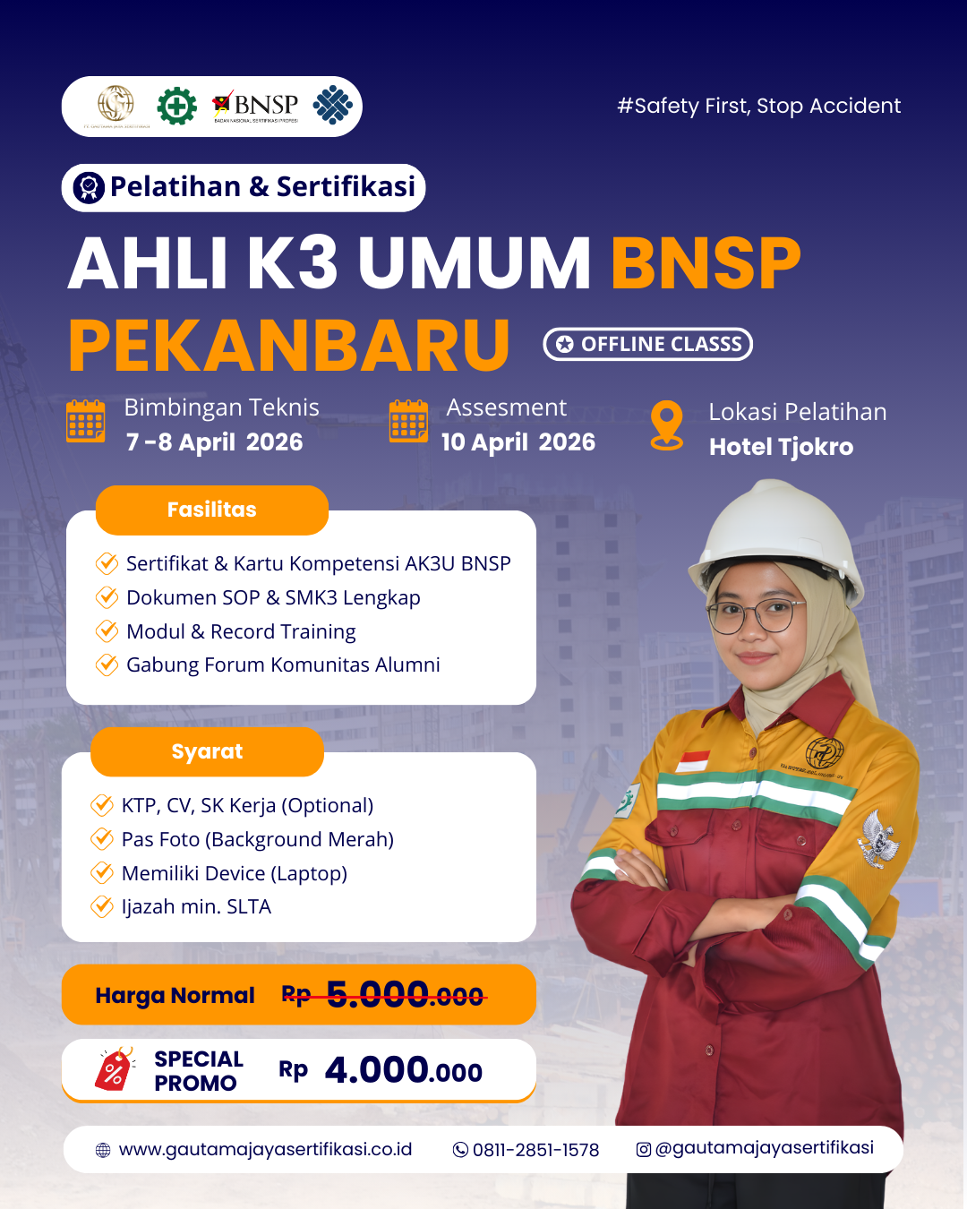 Pelatihan Ahli K3 Umum Sertifikasi BNSP Pekanbaru