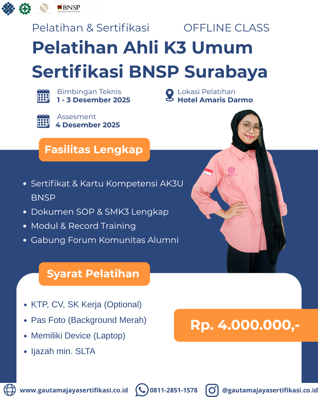 Pelatihan Ahli K3 Umum Sertifikasi BNSP Surabaya