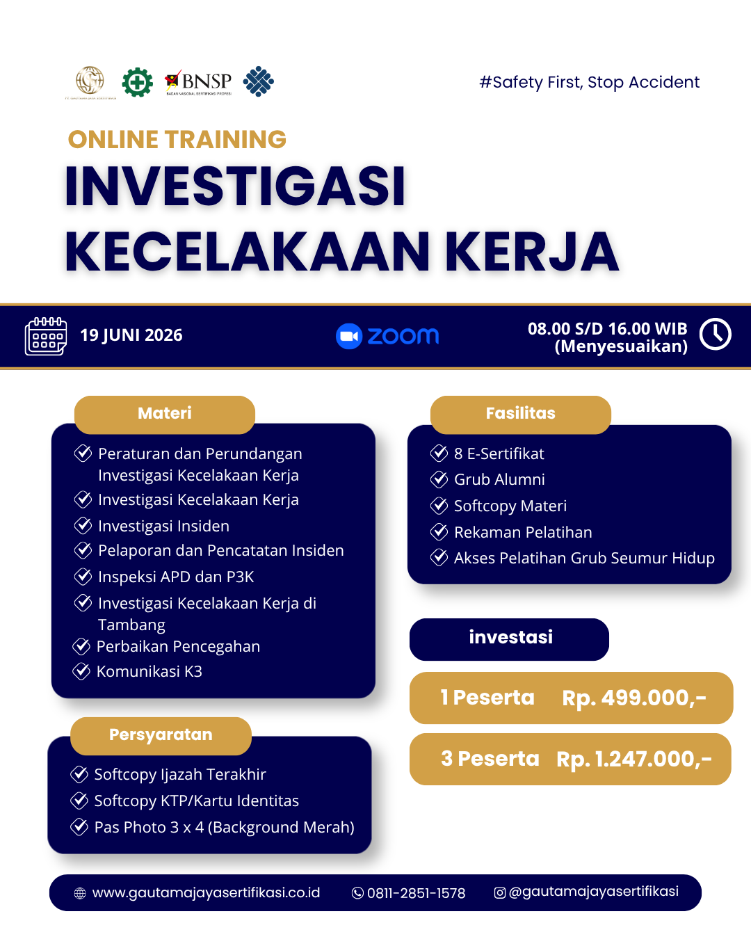 Pelatihan Online Training Investigasi Kecelakaan Kerja