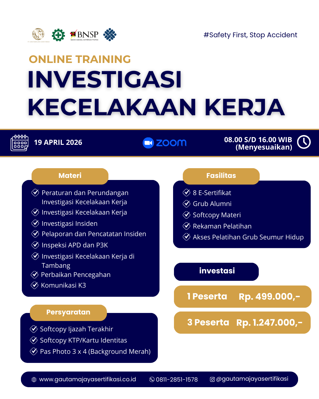 Pelatihan Online Training Investigasi Kecelakaan Kerja