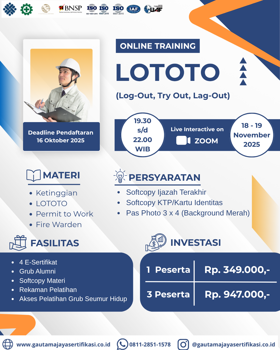 Pelatihan Online Training LOTOTO (Log-Out, Try Out, Lag-Out)