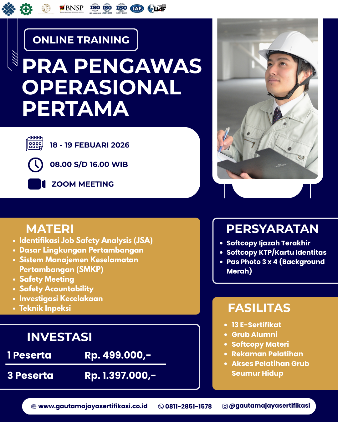 Pelatihan Online Training Pra Pengawas Operasional Pertama