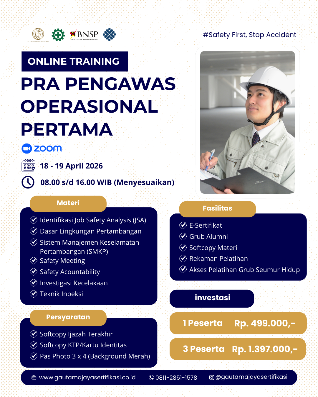 Pelatihan Online Training Pra Pengawas Operasional Pertama