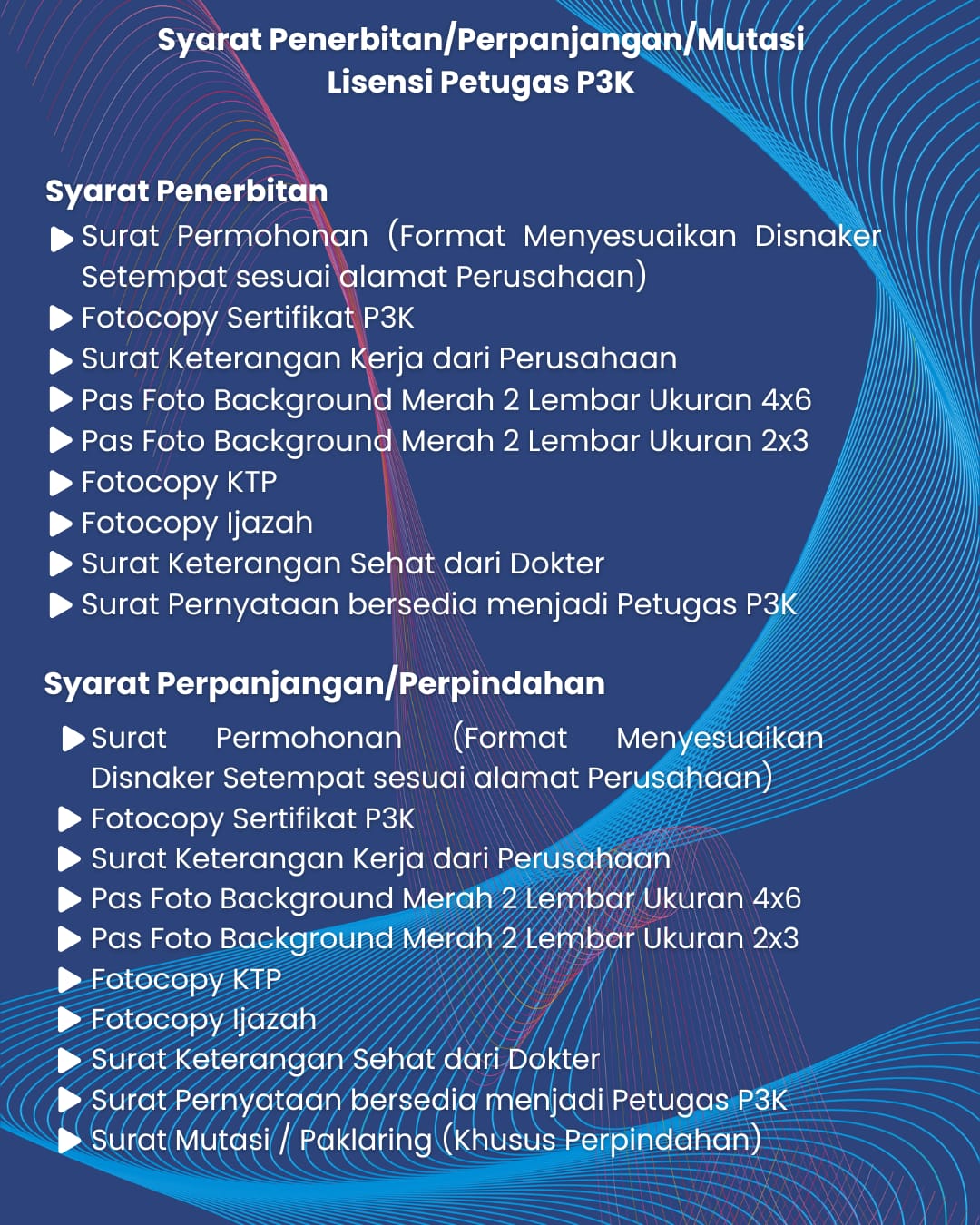 Syarat Penerbitan, Perpanjangan, dan Mutasi Lisensi Petugas P3K