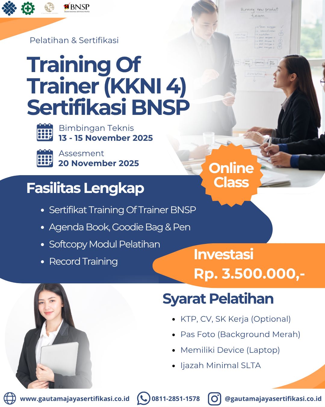 Training of Trainer (KKNI 4) Sertifikasi BNSP